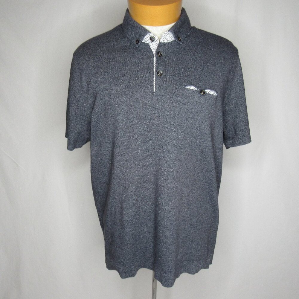 Ted Baker London Heather Gray FRANKIY Short Sleeve Polo Shirt Men's 6 US XXLarge